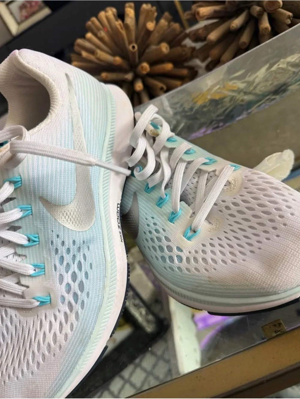 Nike Women’s White Sneakers with Teal Accents